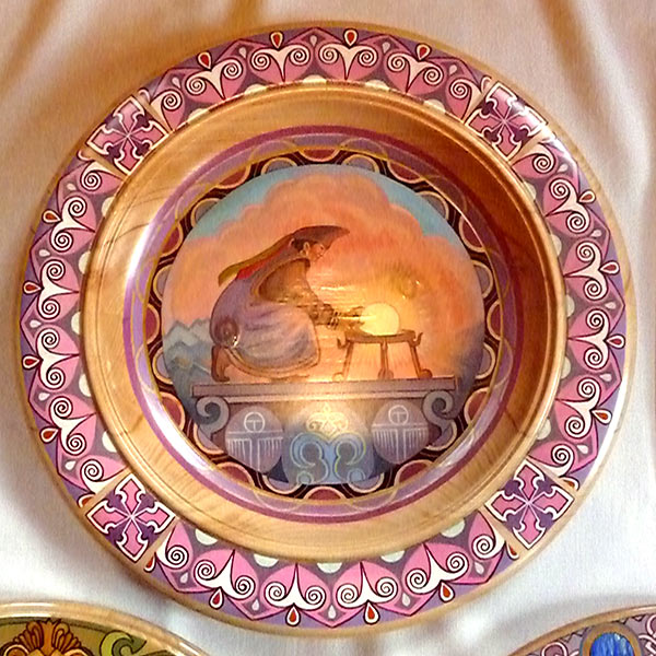 Расписная тарелка на основе копии с картины М.Чевалкова "От Ээзи". А.Веселёв